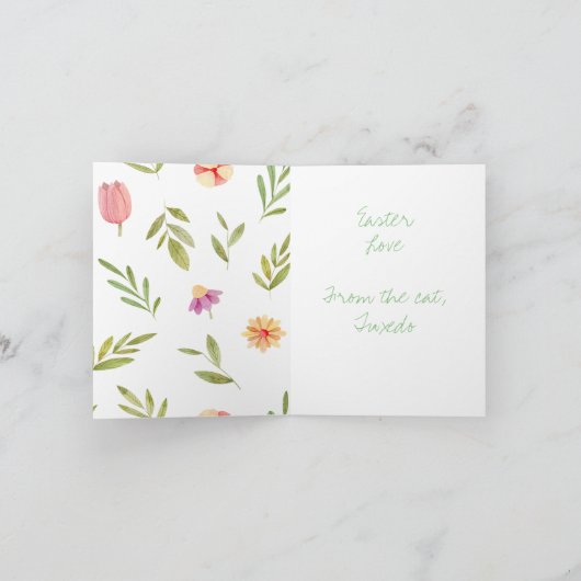 ネコからのイースターおめでとう カード (内部)