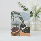ネコがハウスプランツを眺めるポストカード ポストカード (スタンド正面)