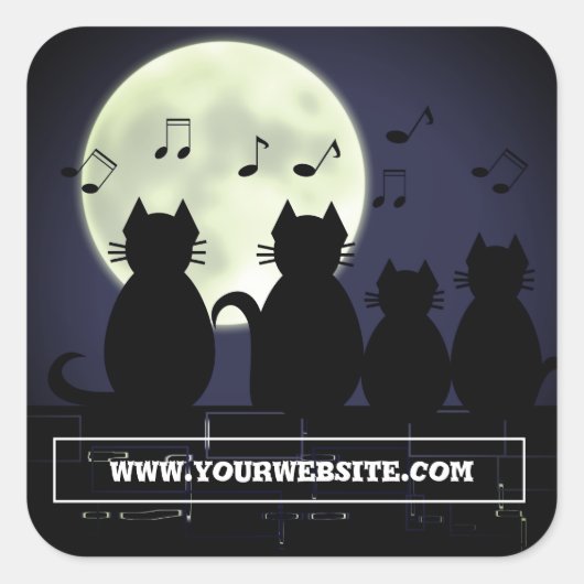 ネコが月明かりの中で動く。 スクエアシール (正面)