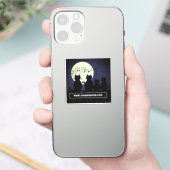 ネコが月明かりの中で動く。ステッカー シール (スマートフォン)