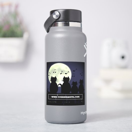 ネコが月明かりの中で動く。ステッカー シール (HydroFlask)