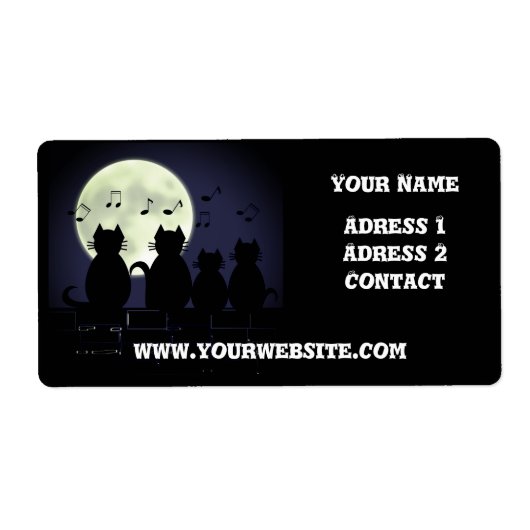 ネコが月明かりの中で動く。パーソナライズ ラベル (正面)