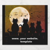 ネコが月明かりの中で動く。パーソナライズ リキュールボトルラベル (シングルラベル)