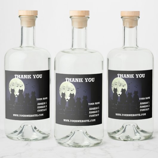 ネコが月明かりの中で動く。パーソナライズ リキュールボトルラベル (ボトル)