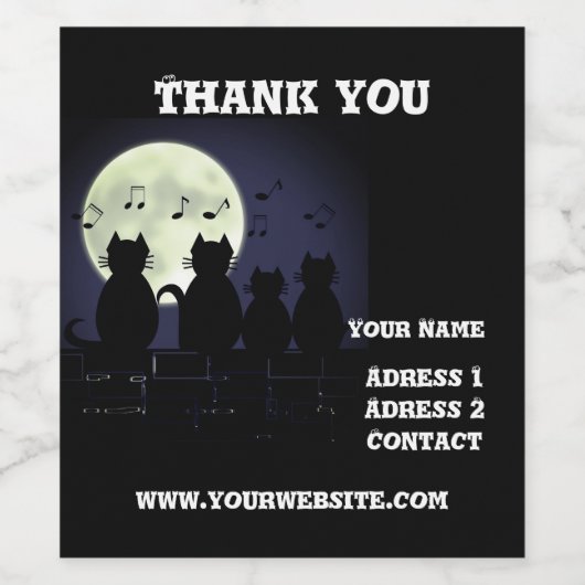 ネコが月明かりの中で動く。パーソナライズ ワインラベル (シングルラベル)