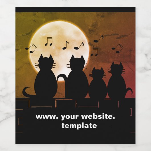 ネコが月明かりの中で動く。パーソナライズ ワインラベル (シングルラベル)