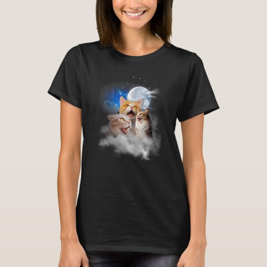 ネコが月猫にニャーニャー Tシャツ (正面)