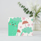 ネコが降る ポストカード (スタンド正面)