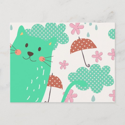 ネコが降る ポストカード (正面)