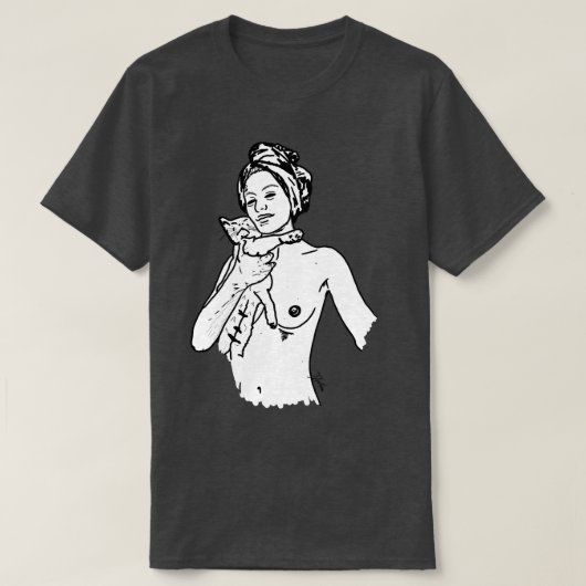ネコが飼い慣らしたナデアート Tシャツ (デザイン正面)