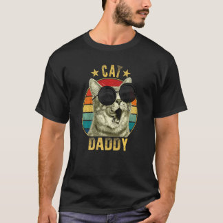 ネコちゃんお父さん ヴィンテージ80年代風 猫 レトロな雰囲気 Tシャツ