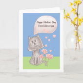 ネコちゃんからの特別なママへお母さんの日おめでとう カード (黄色い花)