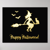 ネコとこうもりハッピーハローウィン 箔ポスター (正面)