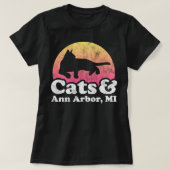 ネコとアン・アーバー、MIメンズキャットとミ Tシャツ (デザイン正面)
