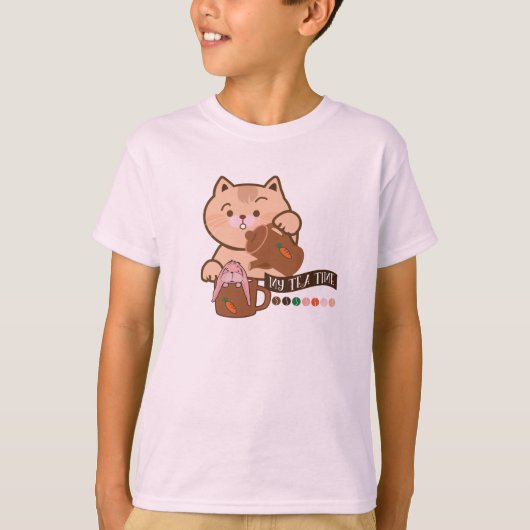 ネコとウサギのお茶会 Tシャツ (正面)