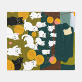 ネコとウール フリースブランケット (正面(横))