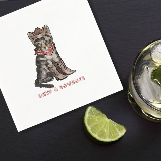ネコとカウボーイ スタンダードカクテルナプキン