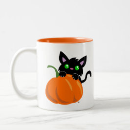 ネコとカボチャのコーヒーマグ ツートーンマグカップ