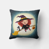 ネコとカボチャのブロムにかわいいハロウィンの魔女 クッション (裏面)