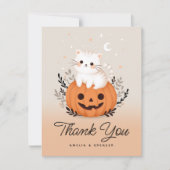 ネコとカボチャのベビーシャワーサンキューカード 招待状 (正面)