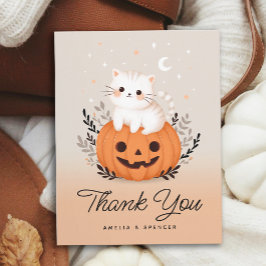 ネコとカボチャのベビーシャワーサンキューカード 招待状