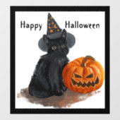 ネコとカボチャの窓が引っ掛かる ウィンドウサイン (シート)