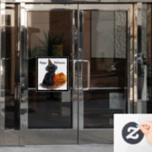 ネコとカボチャの窓が引っ掛かる ウィンドウサイン (オフィスドア)