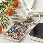 ネコとコーヒー キーホルダー (正面右)