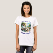 ネコとサンシャインウィメンホワイト Tシャツ (正面フル)