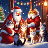 ネコとサンタクローステンプレートTシャツ Tシャツ