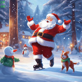 ネコとサンタクローステンプレートTシャツ Tシャツ