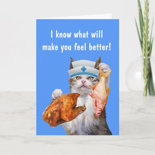 ネコとチキンと魚が元気になる カード (正面)