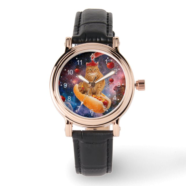 ネコとトマトとホットドッグ 腕時計 (正面)