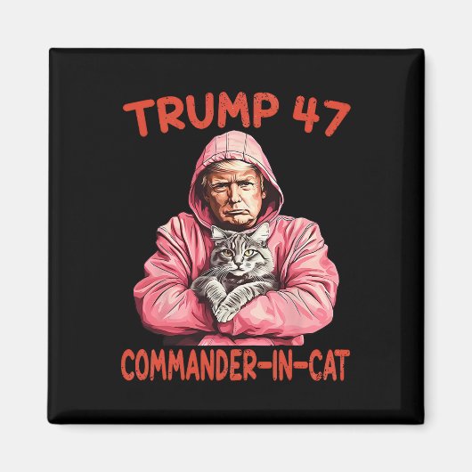 ネコとトランプおもしろいのトランプの司令官 マグネット (正面)