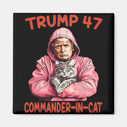 ネコとトランプおもしろいのトランプの司令官 マグネット (正面)