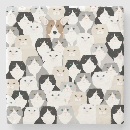 ネコとドッグストーンのコースター ストーンコースター (正面)