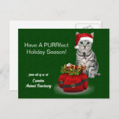 ネコとネズミのクリおもしろいスマス シーズンポストカード (正面/裏面)