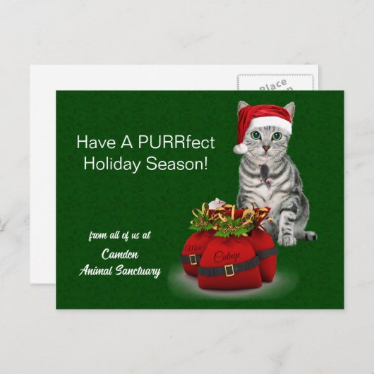 ネコとネズミのクリおもしろいスマス シーズンポストカード (正面/裏面)