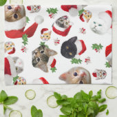 ネコとネズミのクリスマス キッチンタオル (折り畳み)