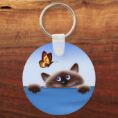 ネコとバタフライ キーホルダー (正面)