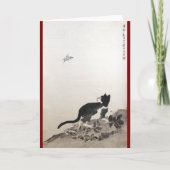 ネコとバタフ中国のィー絵を描ズ カード (正面)