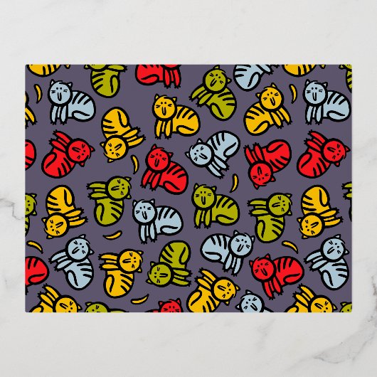 ネコとバナナ 箔招待状ポストカード (正面)