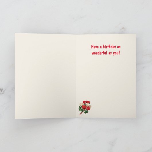 ネコとバラ50番誕生日 カード (内部)