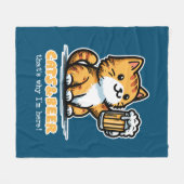 ネコとビール2 フリースブランケット (正面(横))