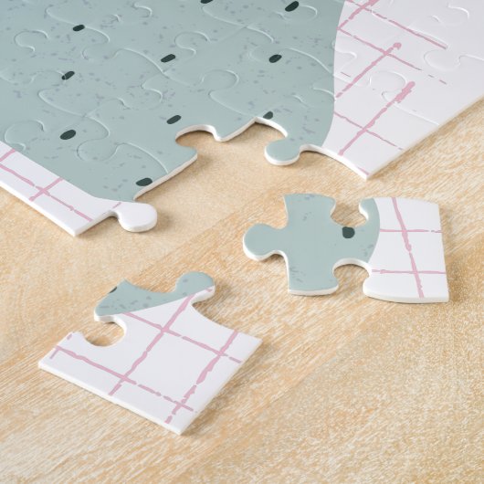 ネコとボホフラワーズスケッチ パーソナライズされた ジグソーパズル (側面)