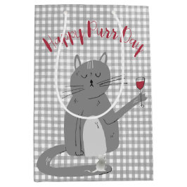 ネコとマウスとワイン誕生日 ミディアムペーパーバッグ