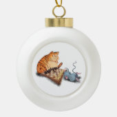 ネコとマウス遊のクリスマス飾り セラミックボールオーナメント (正面)
