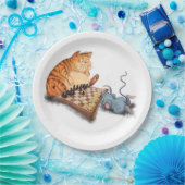 ネコとマウス遊のチェスのおもしろい紙プレート ペーパープレート (パーティー)