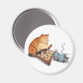 ネコとマウス遊のチェスのマグネットおもしろい マグネット (正面/裏面)