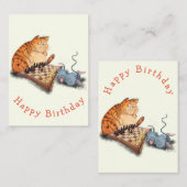 ネコとマウス遊のチェス誕生日カード ノートカード (正面/裏面)